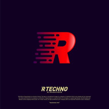 Letter R Digital logo design concept Vector. Initial R Technology logo template.