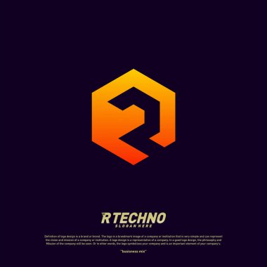 Abstract letter R logo design template. Colorful hexagon creative sign. Initial R Digital logo concept.