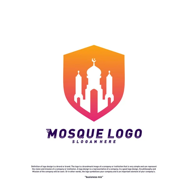 Moschee mit Schild logo design concept.religion islamic logo template vektor. Symbolbild — Stockvektor