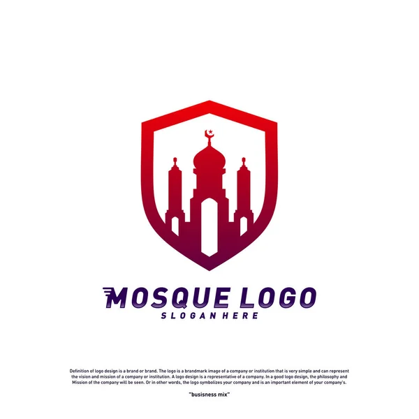 Moschee mit Schild logo design concept.religion islamic logo template vektor. Symbolbild — Stockvektor