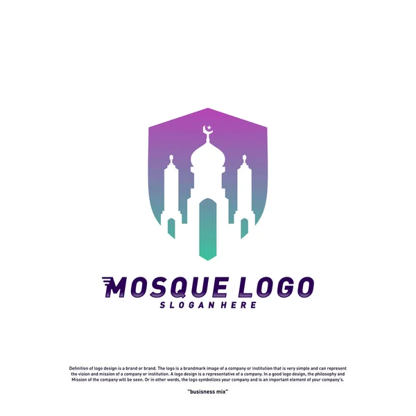 Moschee mit Schild logo design concept.religion islamic logo template vektor. Symbolbild — Stockvektor