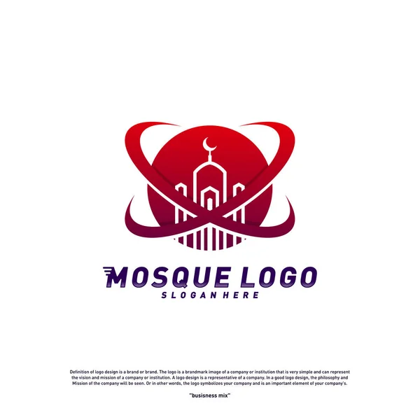 Moschee logo design concept vector template.planet religion islamische logo template vektor. Symbolbild — Stockvektor