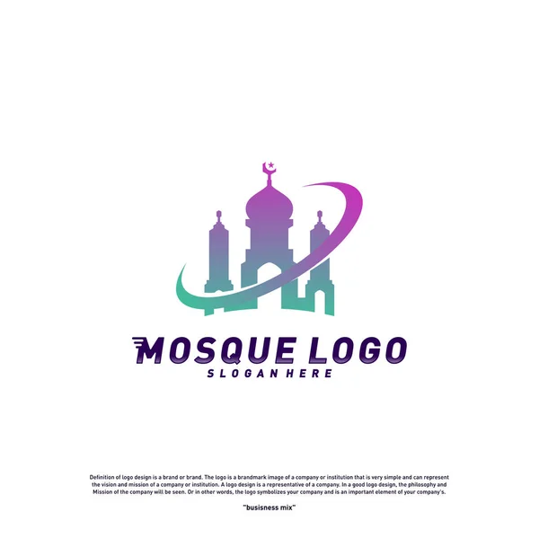 Moschee logo design concept vector template.planet religion islamische logo template vektor. Symbolbild — Stockvektor