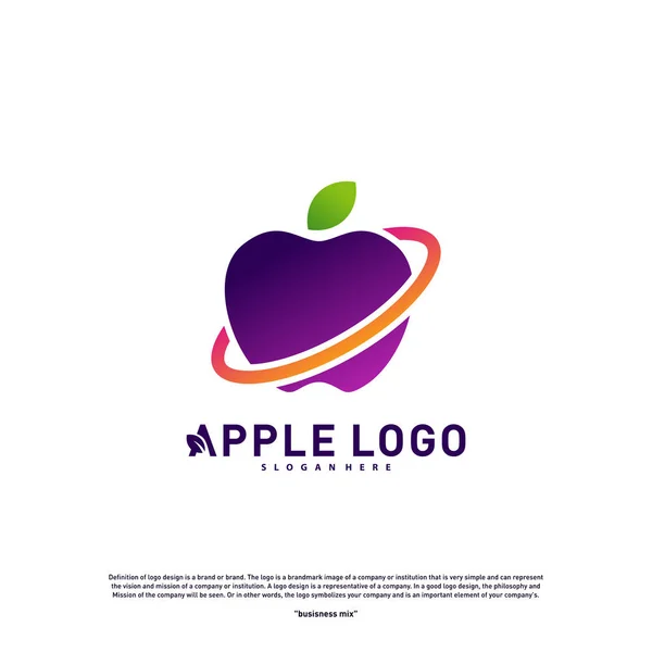 Vektor konsep desain logo Apple Swoosh. Templat vektor Logo Kreatif Apel Buah. Simbol ikon - Stok Vektor