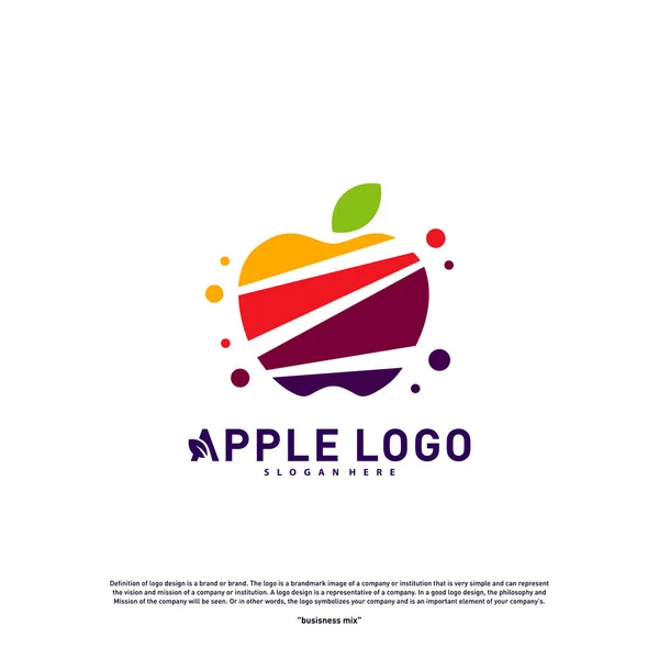 Vetor de conceito de design de logotipo colorido da Apple. Fruit Apple Creative Logo vetor modelo. Símbolo ícone — Vetor de Stock