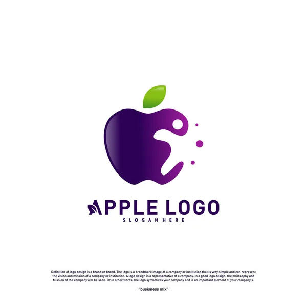 Pomme avec des gens amusants Vie saine concept de logo. Modèle de vecteur de logo Apple Creative. Icône symbole — Image vectorielle