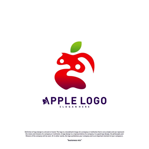 Apple with Fun People Healthy life logo concept. Apple Creative Logo vector template. Icon symbol — 스톡 벡터