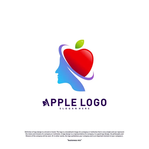 Apple com pessoas divertidas Conceito de logotipo de vida saudável. Modelo de vetor Apple Creative Logo. Símbolo ícone — Vetor de Stock