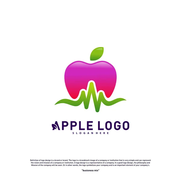 Apfel mit medizinischem Pulslogo-Konzept. Gesundheit Apfel kreative Logo-Vektor-Vorlage. Symbolbild — Stockvektor