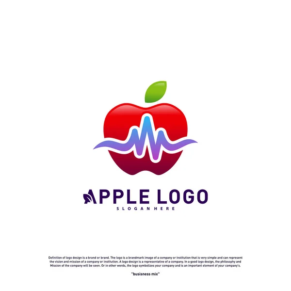 Apple with Medical Pulse logo concept.Health Apple Creative Logo向量模板。图标符号 — 图库矢量图片