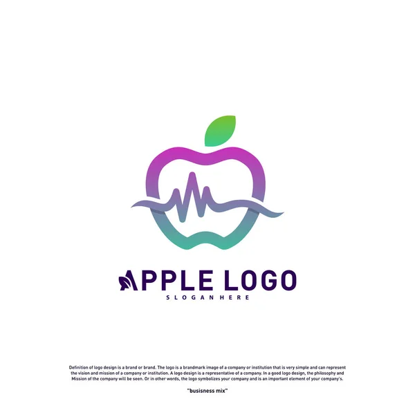 Apple med Medical Pulse logo koncept. Hälsa Apple Creative Logo vektor mall. Ikonsymbol — Stock vektor