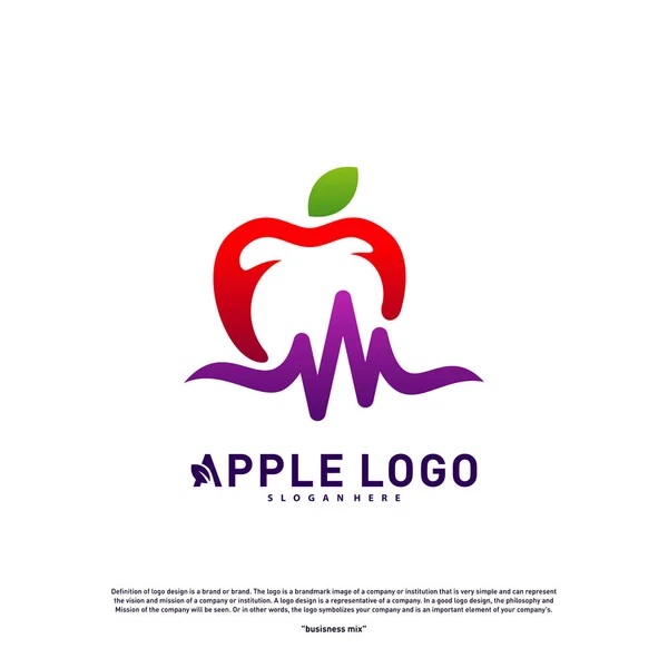 Manzana con el concepto de logo Medical Pulse. Salud Plantilla de vector de logotipo creativo de Apple. Icono símbolo — Vector de stock