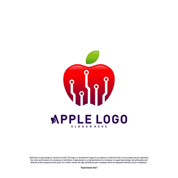 Tech Apple logo design concept. Fast Apple Creative Technology Logo vector template. Icon symbol — 스톡 벡터