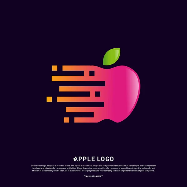 Tech Apple logo tasarımı konsepti. Hızlı Apple Yaratıcı Teknoloji Logo şablonu. Simge simgesi — Stok Vektör