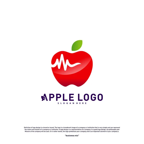 Apple met Medical Pulse logo concept. Gezondheid Apple Creative Logo vector template. Ikoon symbool — Stockvector