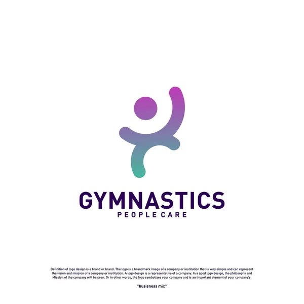 Fun people gesunde logo design concept vector.gymnastics logo template. Symbolfigur für die Menschen — Stockvektor