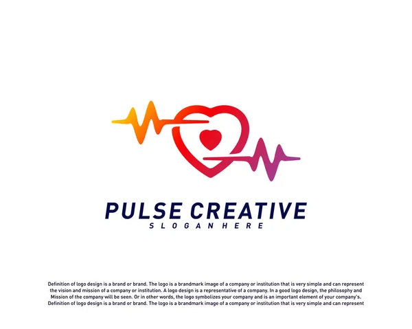 Amor Medical Pulse logo design concept.Healthcare Pulse logotipo modelo vetor. Símbolo do ícone — Vetor de Stock