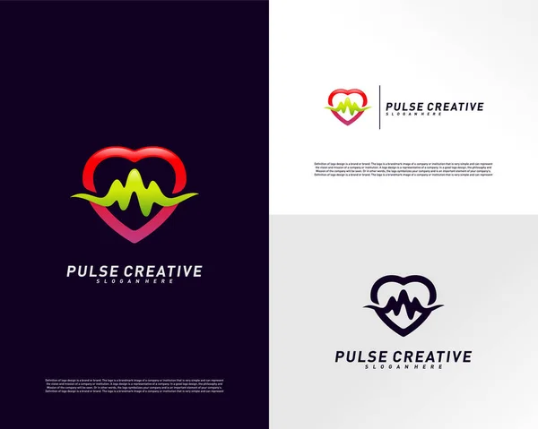 Love Medical Pulse logo design concept.Healthcare Pulse logo template vector. Símbolo de icono — Archivo Imágenes Vectoriales