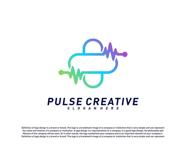 Плюс концепція дизайну логотипу Medical Pulse або Wave. Вектор шаблону логотипу Healthcare Pulse. Символ піктограми — стоковий вектор