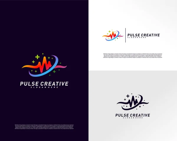 Plus Medical Pulse o Wave concepto de diseño de logotipo. Healthcare Pulse vector plantilla logo. Símbolo de icono — Archivo Imágenes Vectoriales
