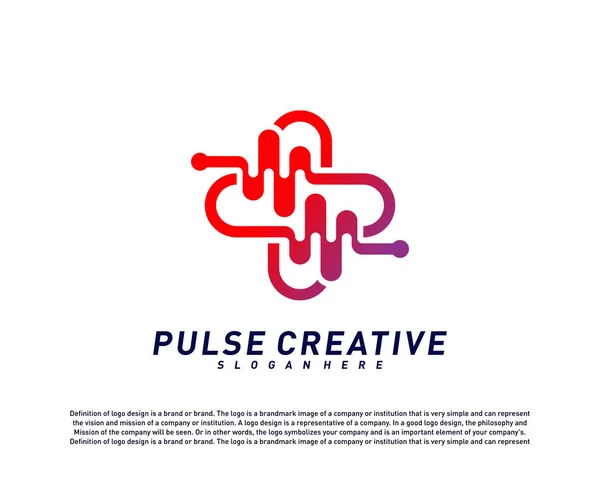 Плюс концепція дизайну логотипу Medical Pulse або Wave. Вектор шаблону логотипу Healthcare Pulse. Символ піктограми — стоковий вектор