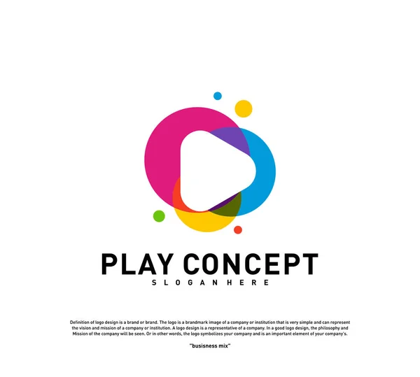 Färgglada Play logo design koncept. Spela logotyp mall vektor. Ikonsymbol — Stock vektor