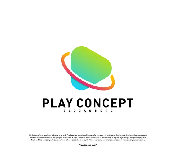 Juega concepto de diseño de logotipo. Planeta Play logo plantilla vector. Símbolo de icono — Vector de stock