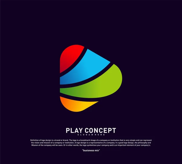 Colorido concepto de diseño del logotipo de Play. Plantilla de logo Play vector. Símbolo de icono — Vector de stock