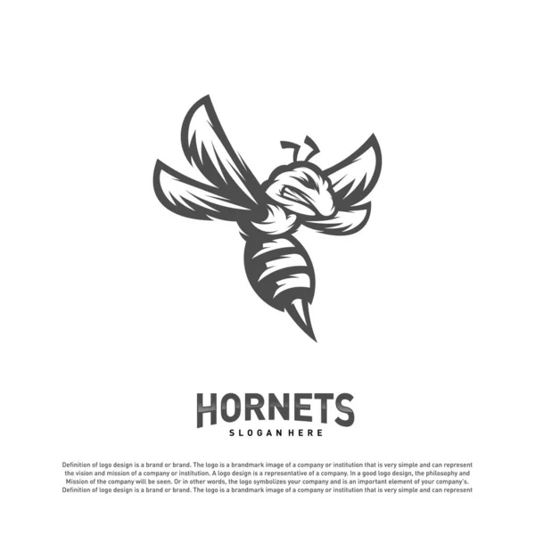 Logo d'abeille vecteur de conception. Modèle de logo Hornets. Icône symbole — Image vectorielle