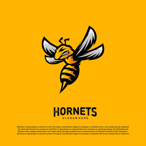 Bee logo design vector. Hornets logo template. Icon symbol — Stock Vector
