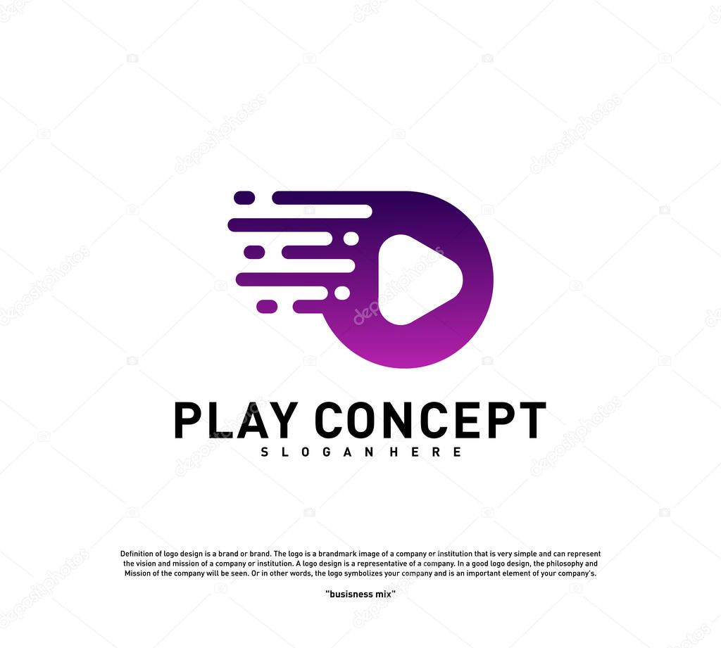 Fast Play logo design concept. Play tech logo template vector. Icon Symbol