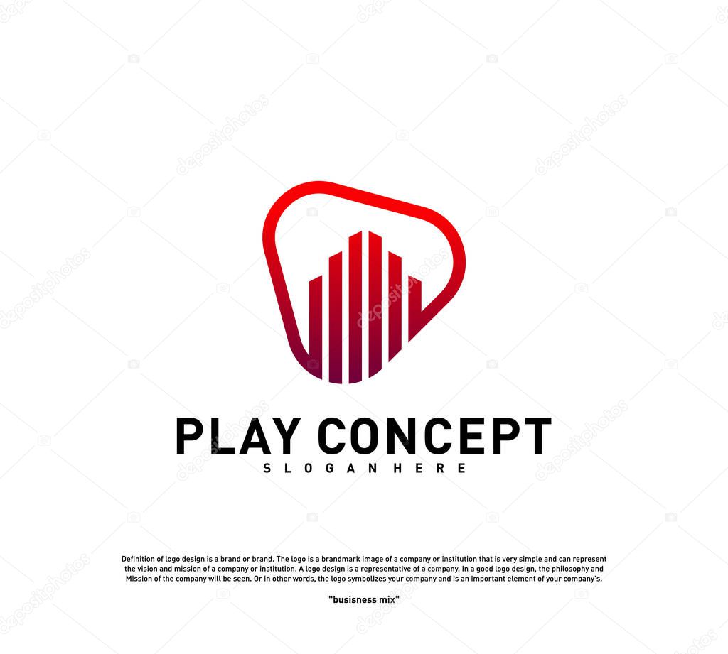 Play Media City logo design concept. Stats Play logo template vector. Icon Symbol
