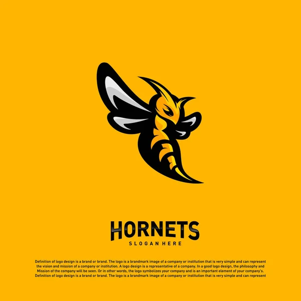 Logo d'abeille vecteur de conception. Modèle de logo Hornets. Icône symbole — Image vectorielle