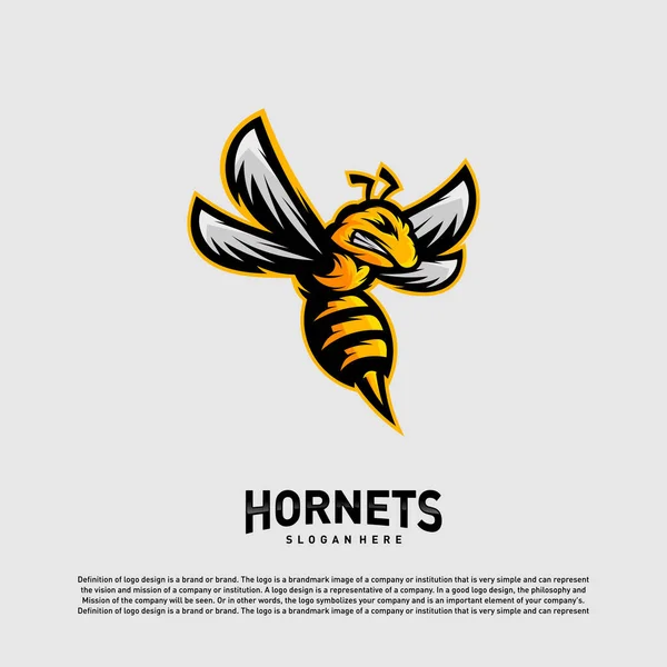 Vetor de design do logotipo da abelha. Modelo de logotipo de vespas. Símbolo ícone — Vetor de Stock