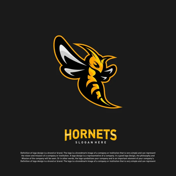 Logo d'abeille vecteur de conception. Modèle de logo Hornets. Icône symbole — Image vectorielle