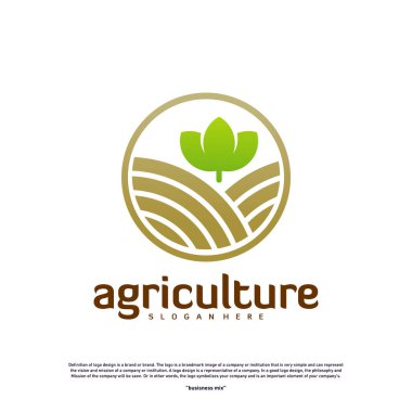 Tarım logosu konsepti. Doğa Çiftliği Logosu Şablon Vektörü. Simge Sembolü