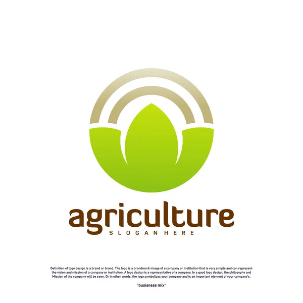 Agricultura Concepto de logotipo. Plantilla de diseño de logotipo de granja Nature Vector. Símbolo de icono — Archivo Imágenes Vectoriales