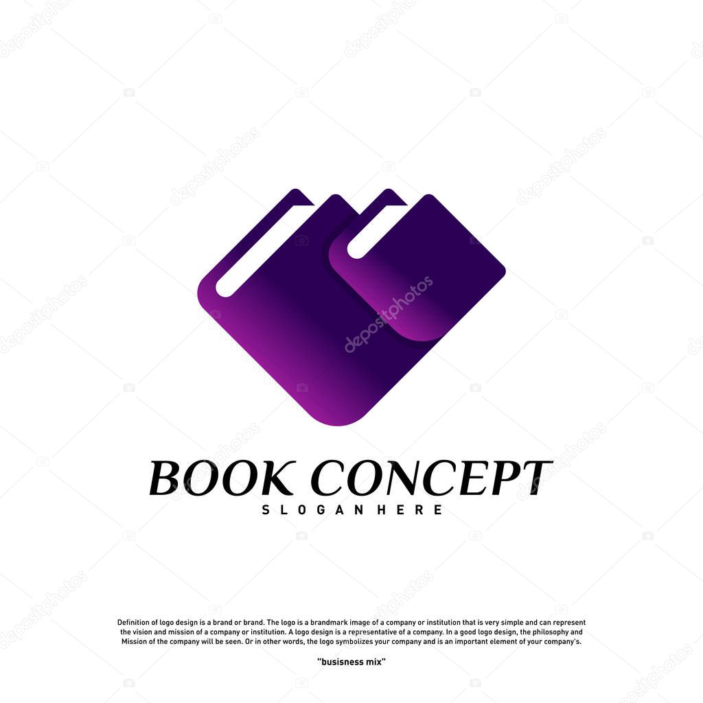 Love Book Logo concept. Heart Learning Education Logo Design Template Vector. Icon Symbol