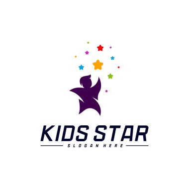 Erişilen Yıldızların Logo Tasarım Şablonu. Rüya Yıldızı logosu. Çocuk Yıldızı Konsepti, Renkli, Yaratıcı Sembol
