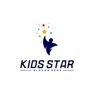 Erişilen Yıldızların Logo Tasarım Şablonu. Rüya Yıldızı logosu. Çocuk Yıldızı Konsepti, Renkli, Yaratıcı Sembol