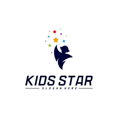 Erişilen Yıldızların Logo Tasarım Şablonu. Rüya Yıldızı logosu. Çocuk Yıldızı Konsepti, Renkli, Yaratıcı Sembol