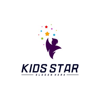 Erişilen Yıldızların Logo Tasarım Şablonu. Rüya Yıldızı logosu. Çocuk Yıldızı Konsepti, Renkli, Yaratıcı Sembol