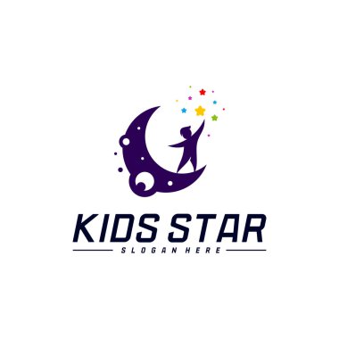 Erişilen Yıldızların Logo Tasarım Şablonu. Rüya Yıldızı logosu. Çocuk Yıldızı Konsepti, Renkli, Yaratıcı Sembol