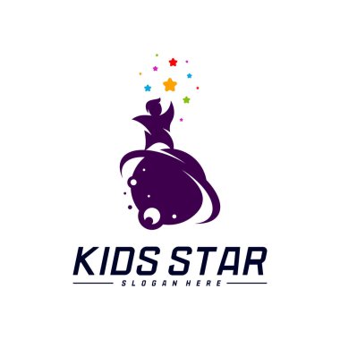 Erişilen Yıldızların Logo Tasarım Şablonu. Rüya Yıldızı logosu. Çocuk Yıldızı Konsepti, Renkli, Yaratıcı Sembol