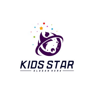 Erişilen Yıldızların Logo Tasarım Şablonu. Rüya Yıldızı logosu. Çocuk Yıldızı Konsepti, Renkli, Yaratıcı Sembol