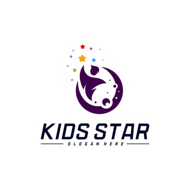 Erişilen Yıldızların Logo Tasarım Şablonu. Rüya Yıldızı logosu. Çocuk Yıldızı Konsepti, Renkli, Yaratıcı Sembol