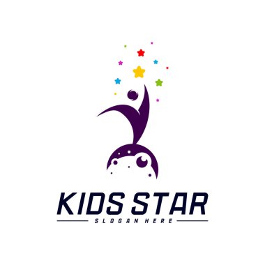 Erişilen Yıldızların Logo Tasarım Şablonu. Rüya Yıldızı logosu. Çocuk Yıldızı Konsepti, Renkli, Yaratıcı Sembol