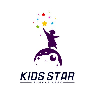 Erişilen Yıldızların Logo Tasarım Şablonu. Rüya Yıldızı logosu. Çocuk Yıldızı Konsepti, Renkli, Yaratıcı Sembol