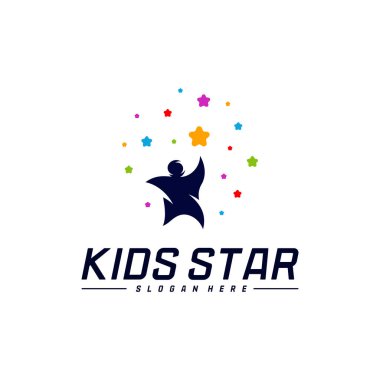 Erişilen Yıldızların Logo Tasarım Şablonu. Rüya Yıldızı logosu. Çocuk Yıldızı Konsepti, Renkli, Yaratıcı Sembol