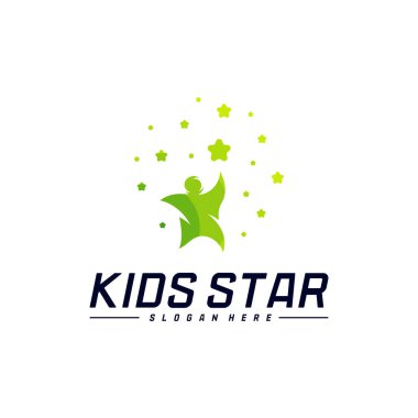 Erişilen Yıldızların Logo Tasarım Şablonu. Rüya Yıldızı logosu. Çocuk Yıldızı Konsepti, Renkli, Yaratıcı Sembol